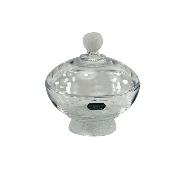 French Crystal Covered Candy Dish Cristal D'Arques Durand France Original Tag - Picture 1 of 6